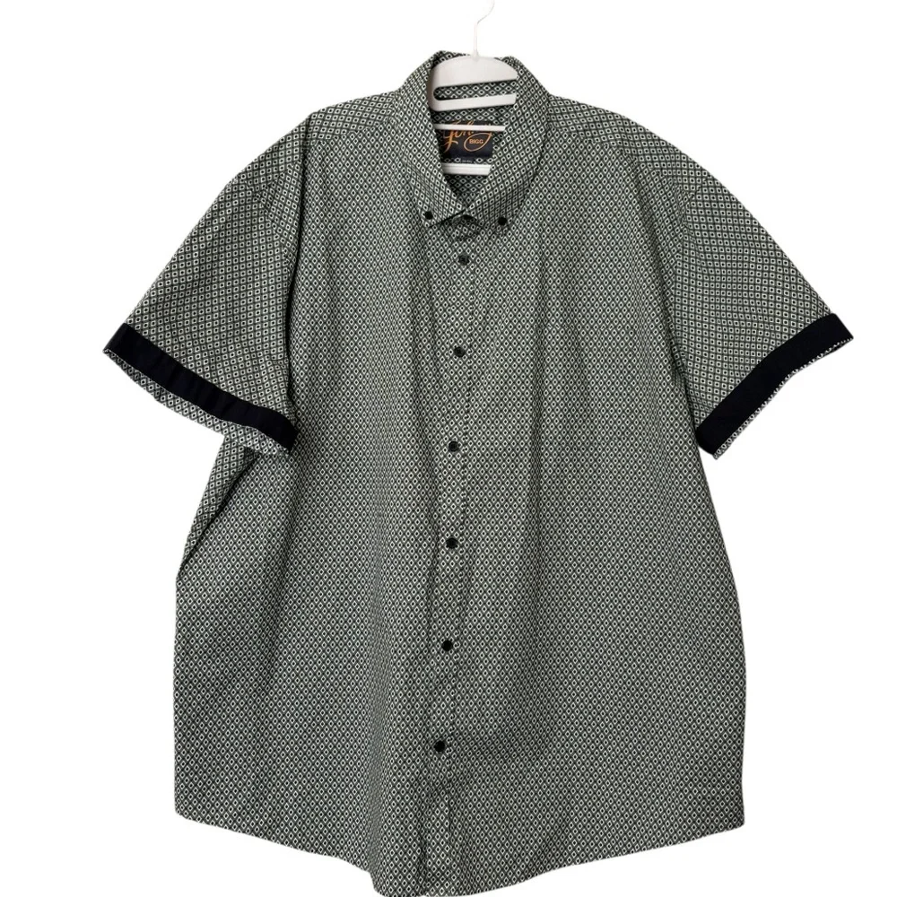 Johnny Bigg Diamond Stretch Shirt in Green‎ Size 4XL
